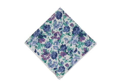 Purple Green Floral Cotton Pocket Square