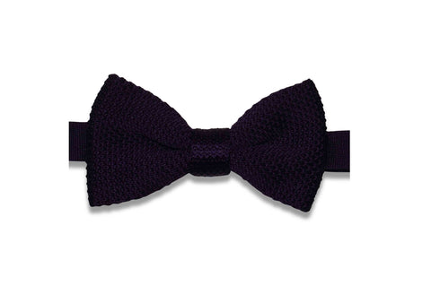 Purple Plum Knitted Bow Tie (pre-tied)