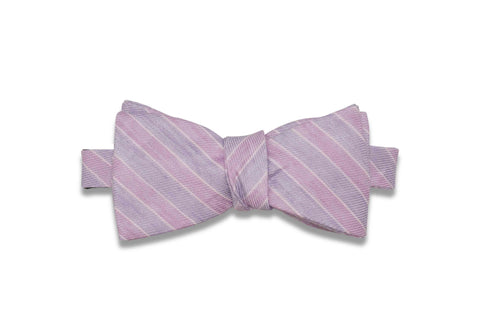 Purple Striped Linen Bow Tie (Self-Tie)