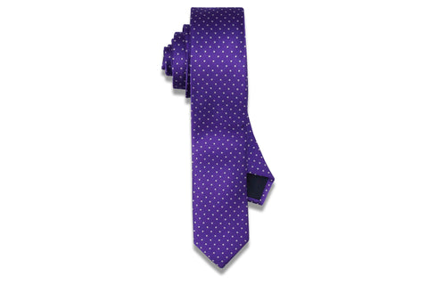 Purple White Dots Skinny Tie