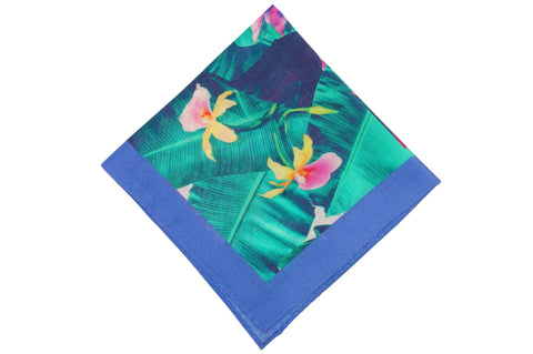 Rain Flowers Linen Pocket Square