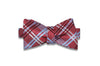 Red Blue Plaid Silk Bow Tie (Self-Tie)