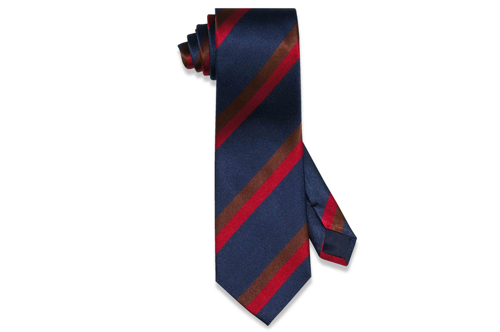Red Brown Stripes Silk Tie