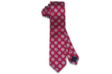 Red Medallion Flowers Silk Skinny Tie