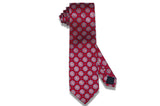 Red Medallion Flowers Silk Tie