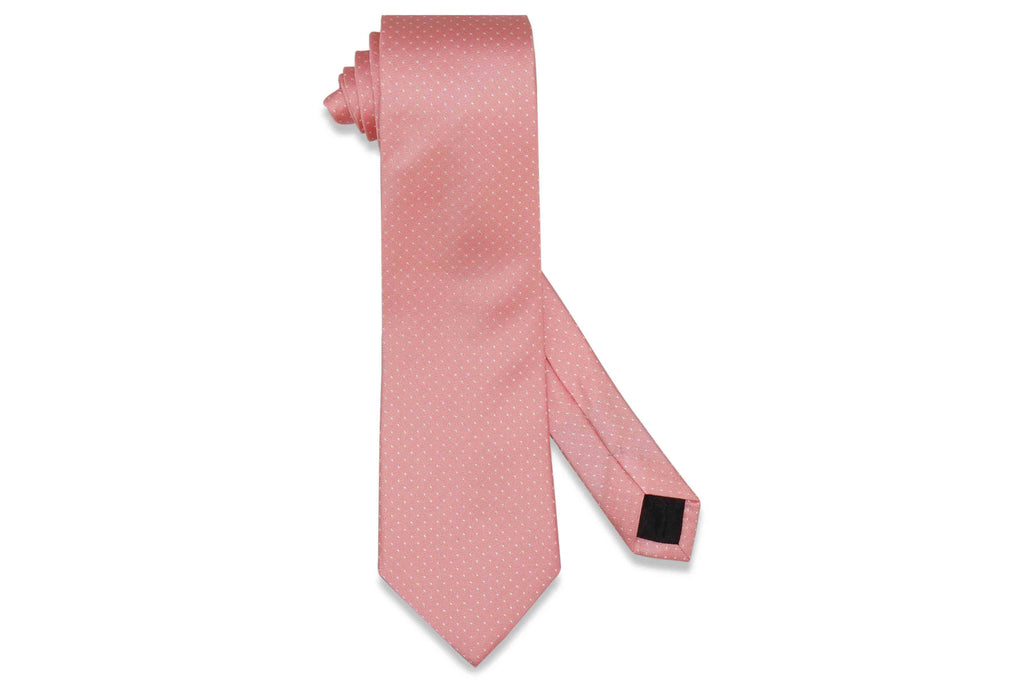 Salmon Pin Dots Silk Tie