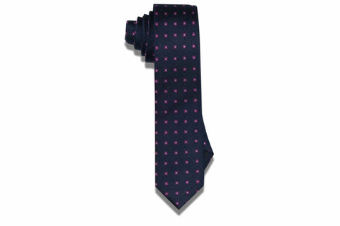 Sampson Navy Squares Silk Skinny Tie