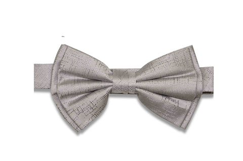 Silver Texture Silk Bow Tie (Pre-Tied)