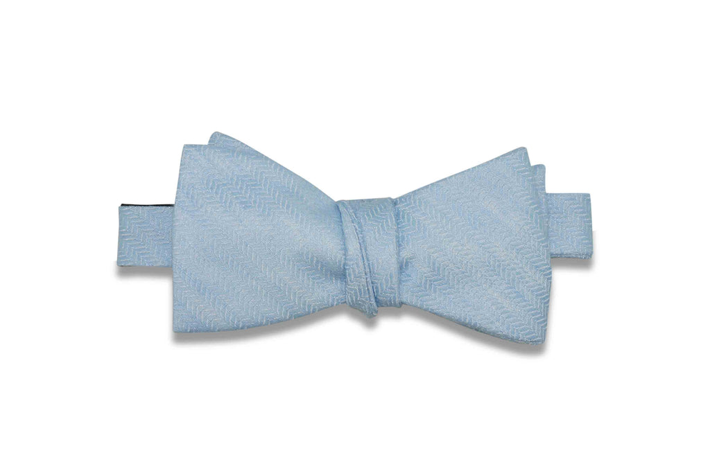 Sky Blue Waves Linen Bow Tie (Self-Tie)
