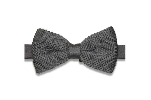 Solid Gray Knitted Bow Tie (pre-tied)