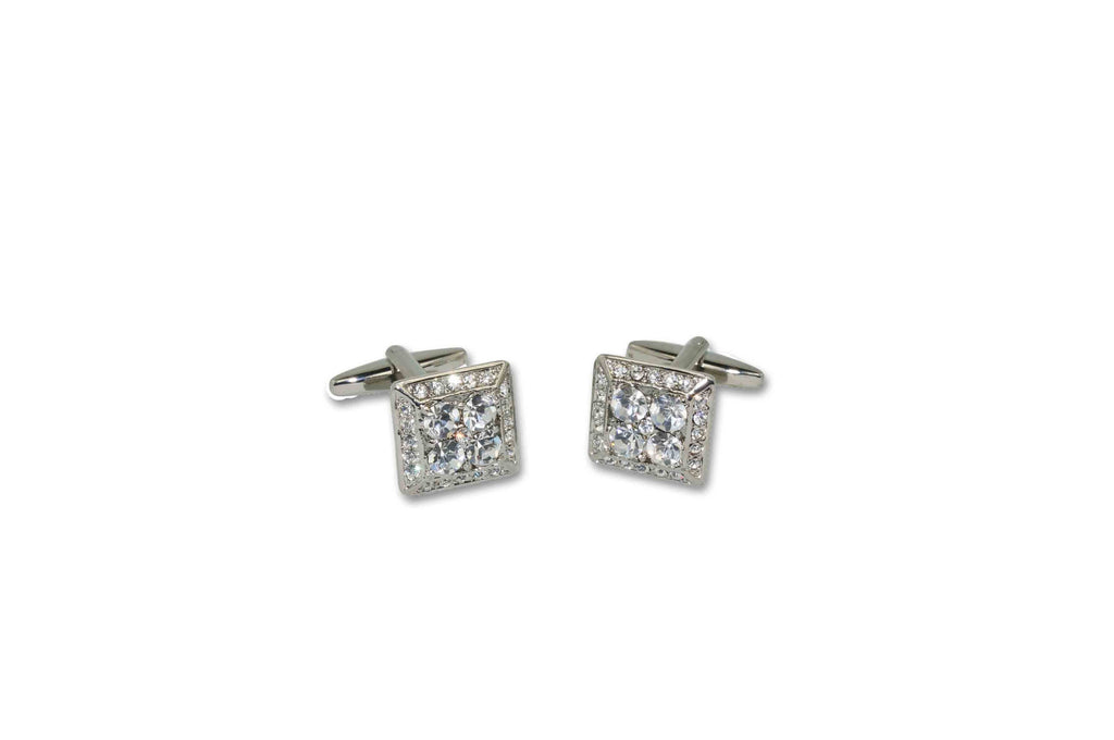 Square Round Crystal Cufflinks