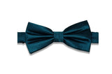 Teal Herringbone Silk Bow Tie (Pre-Tied)