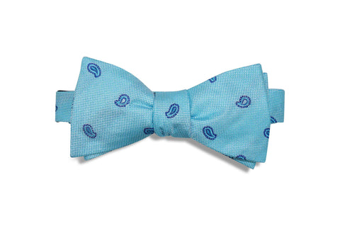 Teal Paisley Silk Bow Tie (self-tie)