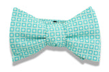 Teal Squared Circles Cotton Bow Tie (self-tie)