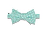 Teal Squared Circles Cotton Bow Tie (self-tie)