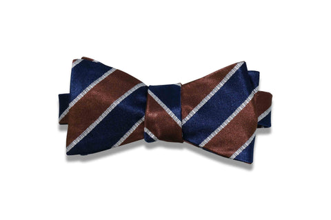 Thick Brown Stripes Silk Bow Tie (self-tie)