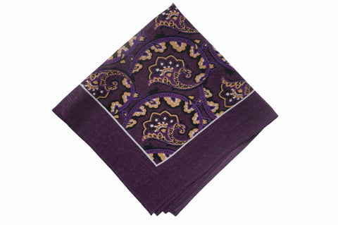 Totnes Purple Wool Pocket Square