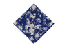 White Blue Floral Cotton Pocket Square