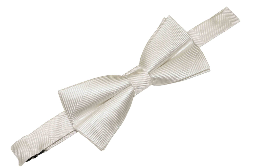 White Herringbone Silk Bow Tie (Boys)