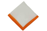 White Orange Border Linen Pocket Square