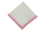 White Pink Border Linen Pocket Square