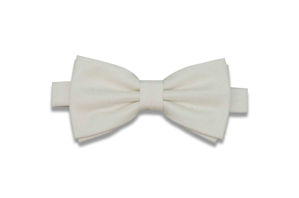 White Textured Linen Bow Tie