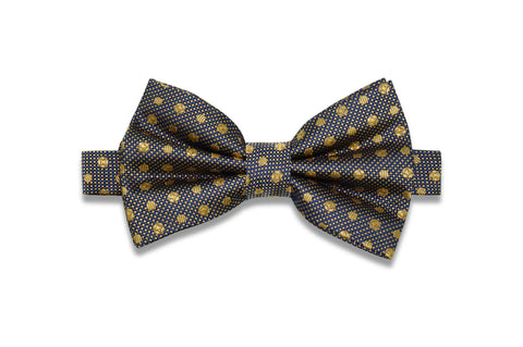 Yellow Blue Dots Silk Bow Tie (pre-tied)